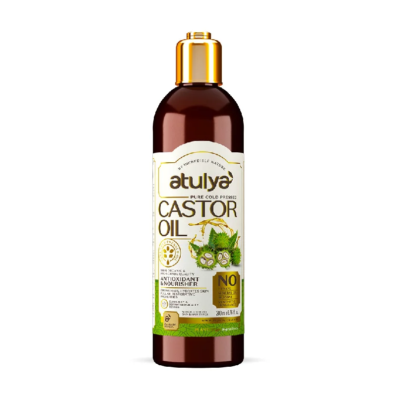 atulya Pure Cold Pressed Castor Oil - Hexane, Mineral Oil, Silicone & Synthetic Fragrance-Free (100% Natural) (Buy 4 Products in Rs.599)