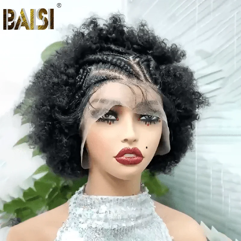 Synthetic wigs for top parties-BAISI Synthetic Afro Braids Hair Wig