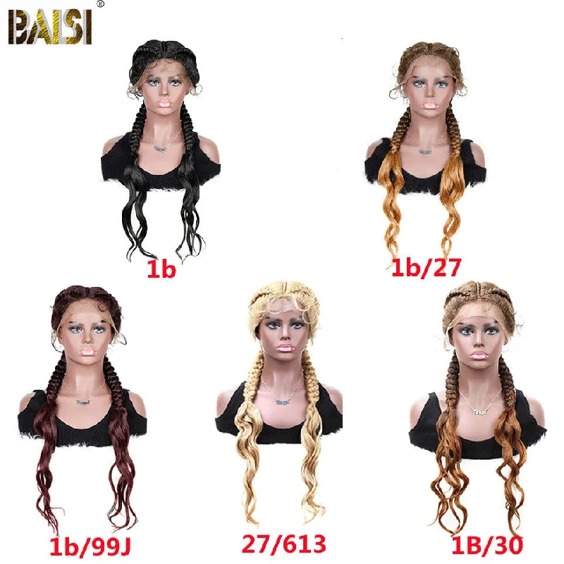 Synthetic wigs for cape galas-BAISI Synthetic Lace Wig Braided Wigs