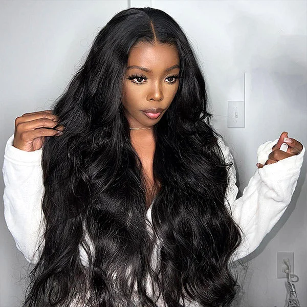 real person hair ring shimmering ring-OQHAIR Body Wave Wear Go Glueless Wigs Pre Cut 4x6 HD Lace Human Hair Wigs With Baby Hair