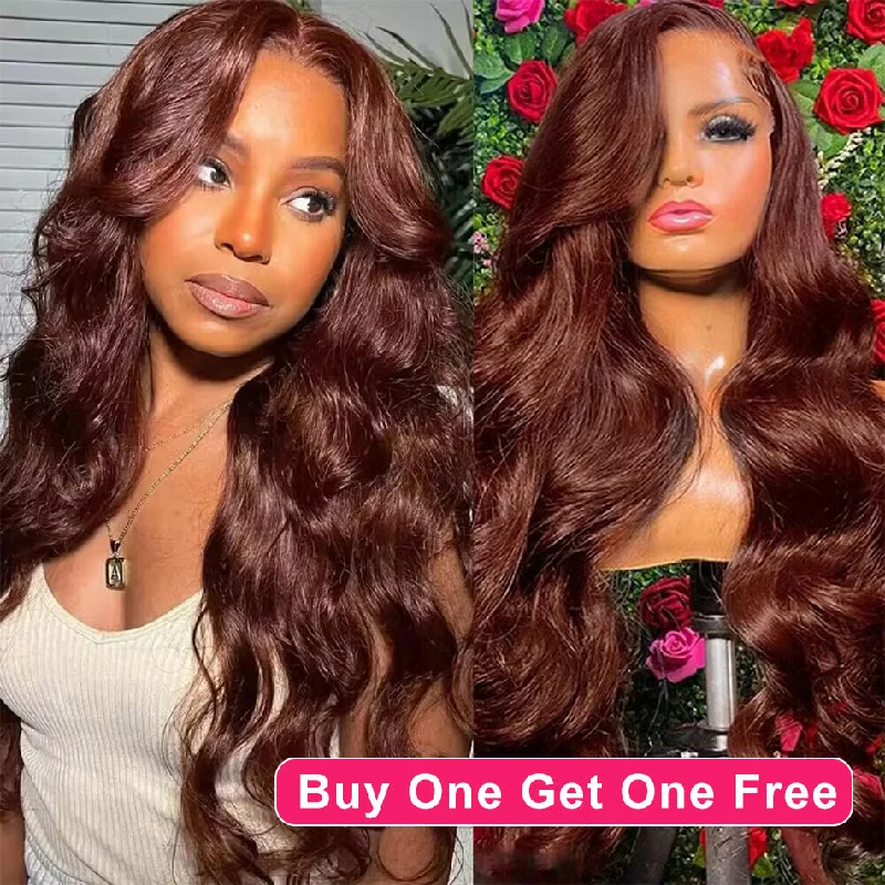 real person hair ring black onyx-BOGO DEAL ! Hot Star Reddish Brown Color 13x4 Lace Front Human Hair Wig