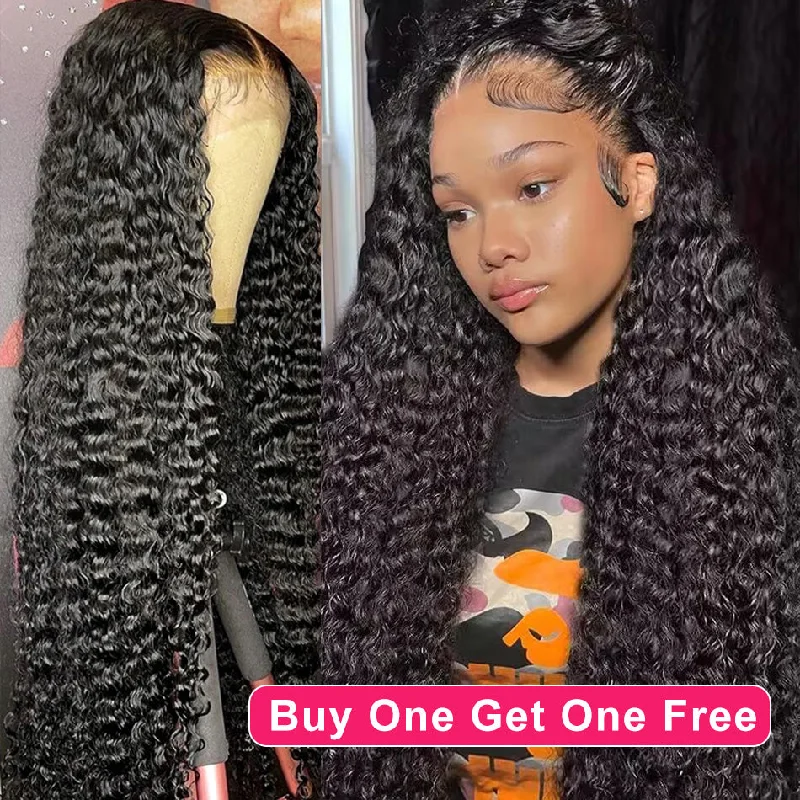 real person hair ring spiral band-BOGO DEAL ! Hot Star HD Transparent 5x5 13x6 Lace Front Closure Human Hair Wigs Jerry Curly