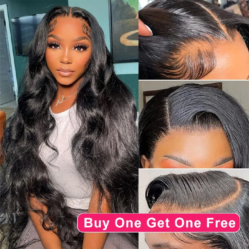 real person hair ring aquamarine edge-BOGO DEAL ! Hot Star 180% Density HD Transparent 5x5 13x6 Lace Front Human Hair Wigs Brazilian Body Wave