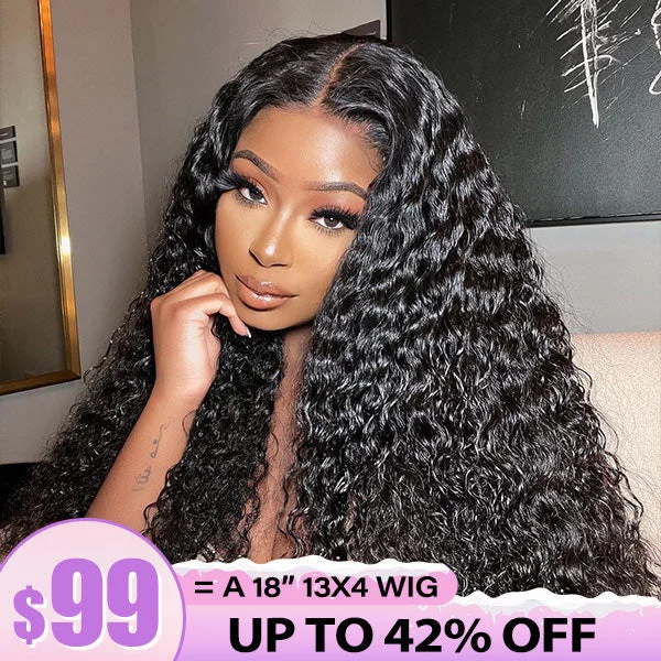 real person hair ring clasped band-Clearance Sale |  Water Wave 13x4 Lace Front Wigs Pre-plucked Wet And Wavy Brazilian Human Hair Wigs 200% Density