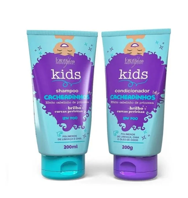 Cacheadinhos Curly Wavy Hair Kids Home Care Treatment Kit 2x200 - Forever Liss