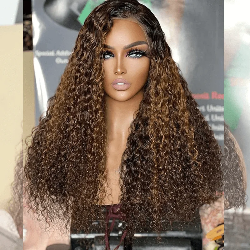 real person hair ring pumice ring-Hot Star Hairstylist Works 4x6 Glueless Closure 4x6 Ready To Go Human Hair Wigs Curly 13x6 Lace Front Mixed Ombre Brown Colored Wigs Full And Bouncy