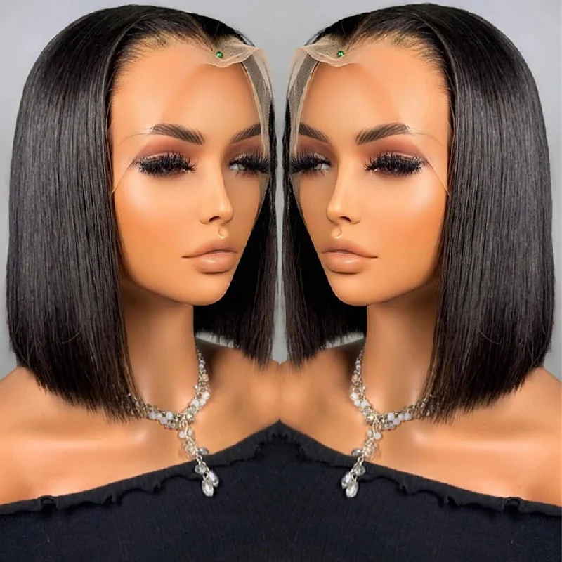 real person hair ring abstract band-Hot Star 180% Density BOB 13x6 Lace Front Wig 6x4 Lace Glueless Ready To Go Human Hair Wigs Straight Hair