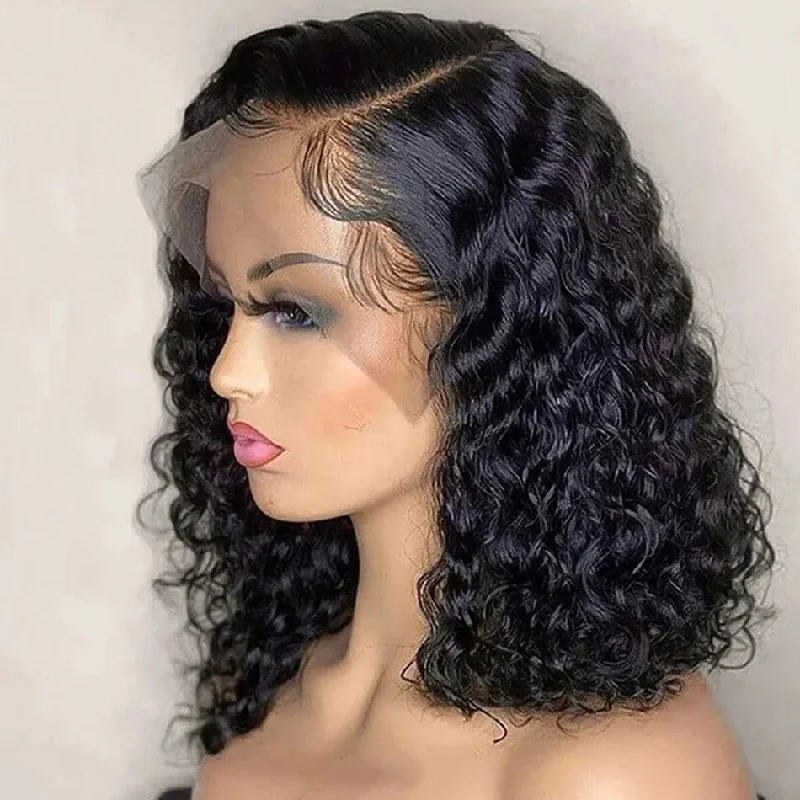 real person hair ring classic vibe-Hot Star 180% Density BOB HD Transparent 13x6 Lace Front Wig 6x4 Glueless Ready To Go Human Hair Wigs