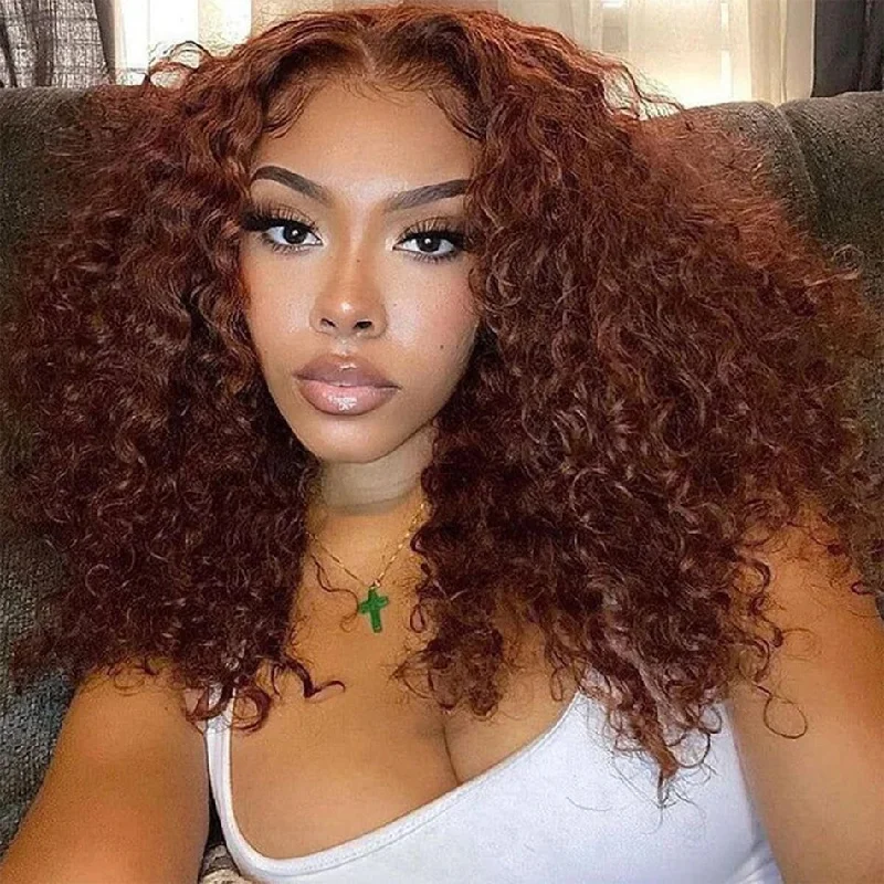 real person hair ring mirror finish-Hot Star 180% Density Reddish Brown Colored Short BOB 13x6 Lace Front Wig 6x4 Glueless Ready To Go Human Hair Wigs Jerry Curly