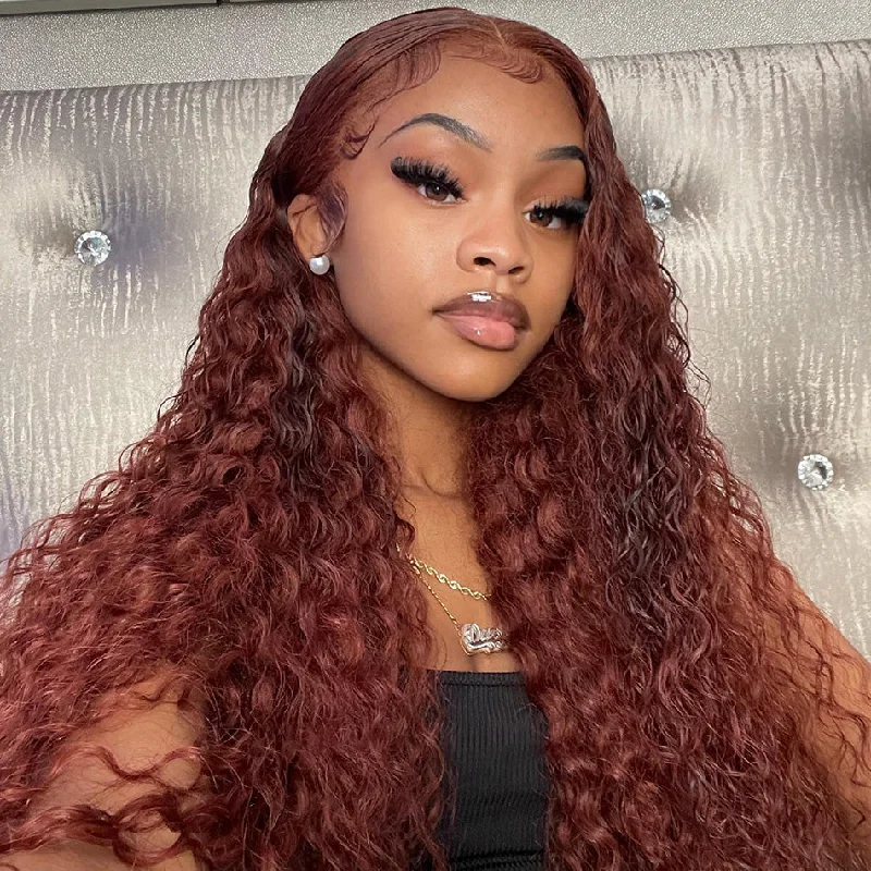 real person hair ring rhodium finish-Hot Star 180% Density Reddish Brown 5x5 13x6 Lace Front Closure Wig 4x6 Glueless Ready To Go Human Hair Wigs