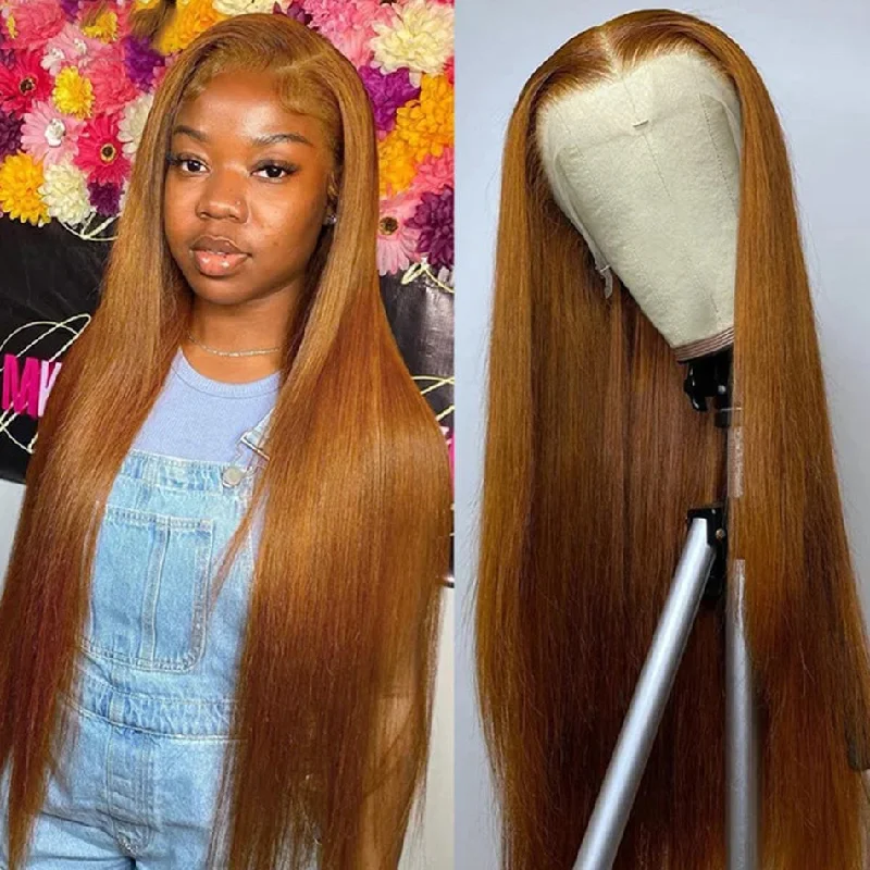 real person hair ring domed craft-Hot Star Ginger Blonde Colored 5x5 13x6 Lace Front Closure Wig 4x6 Glueless Ready To Go Human Hair Wigs