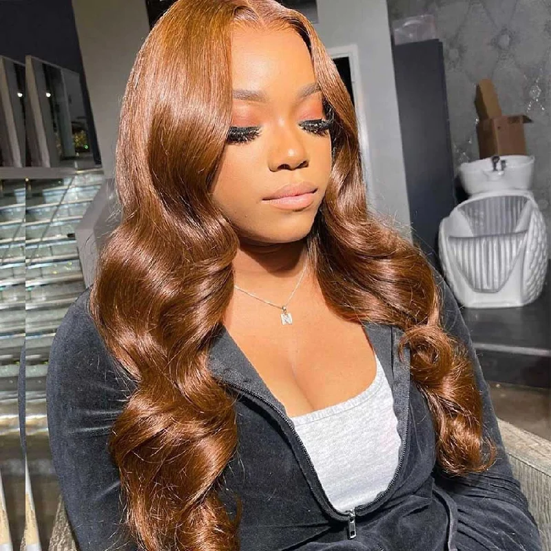 real person hair ring cushion cut-Hot Star Light Brown Colored 5x5 13x6 Lace Front Closure Wig 4x6 Glueless Ready To Go Human Hair Wigs Body Wave