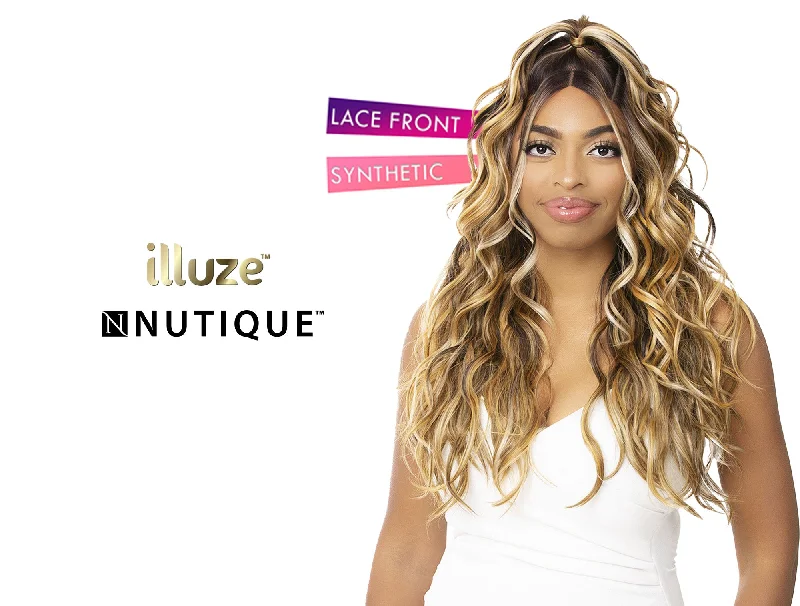 Synthetic wigs for baron cosplay-NUTIQUE ILLUZE SYNTHETIC HAIR HD LACE WIG - LOOSE WAVE 27"