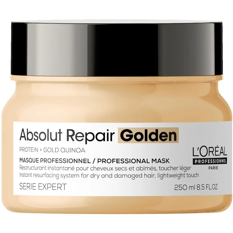 How to care for damaged bouncy kinky coily hair-Loreal Professional Serie Expert Absolut Repair Golden Masque