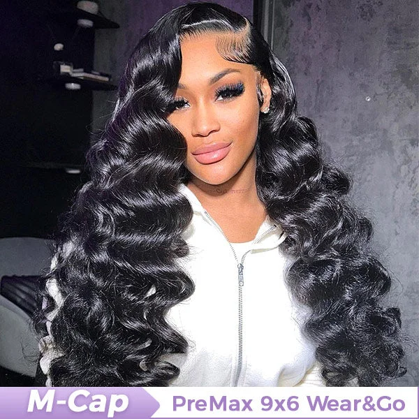 real person hair ring faceted gem-OQ HAIR M-Cap Wand Curl Pre Cut 9x6 HD Lace Wear Go Glueless Wigs 100% Human Hair Pre Bleached Tiny Knots