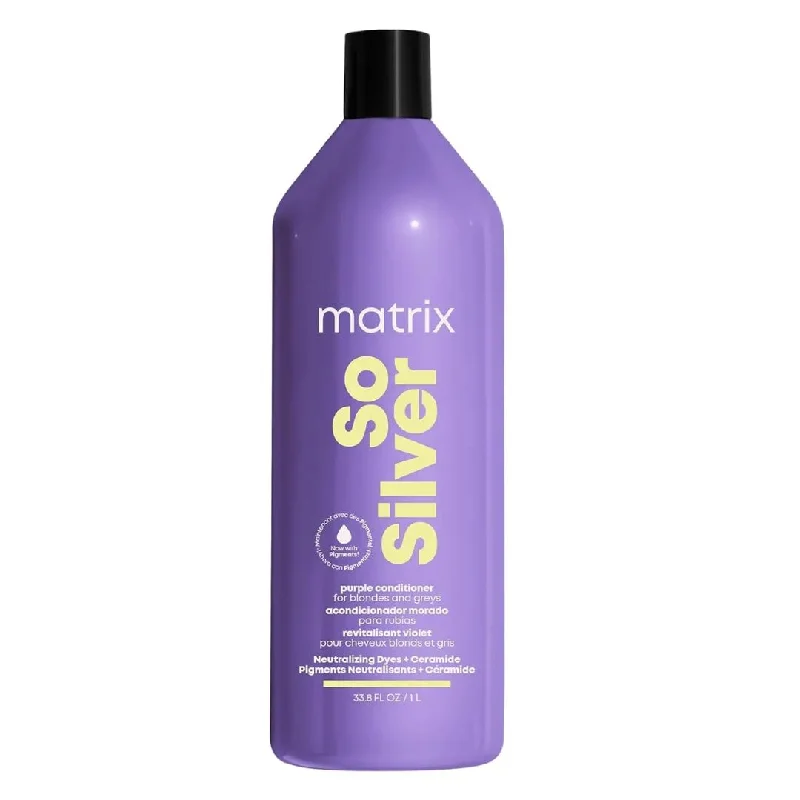 Hair care for weak coily kinky bouncy hair-Matrix Total Results So Silver Conditioner 1L