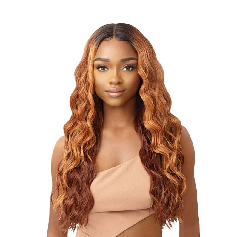 Synthetic wigs with plush feel-Outre Synthetic HD Transparent Lace Front Wig ALSHIRA