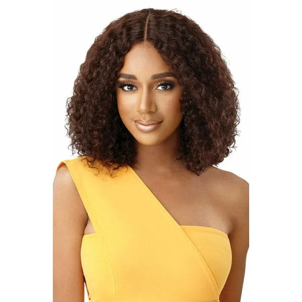 real person hair ring iolite stone-Outre The Daily Wig 100% Human Hair Wet & Wavy Wig - NATURAL DEEP 14"