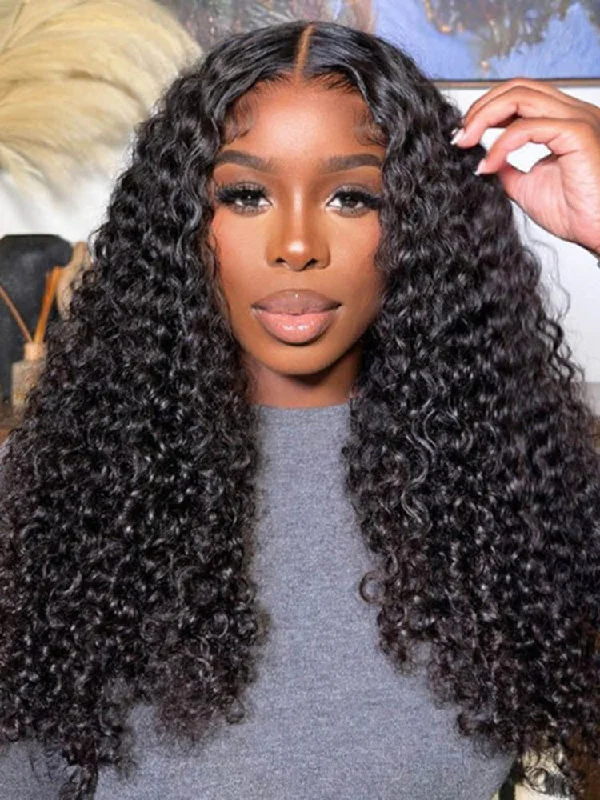 real person hair ring legacy ring-CurlyMe Pre-bleached Knots Wear Go Glueless Wig Pre-cut HD Lace Water Wave Human Hair