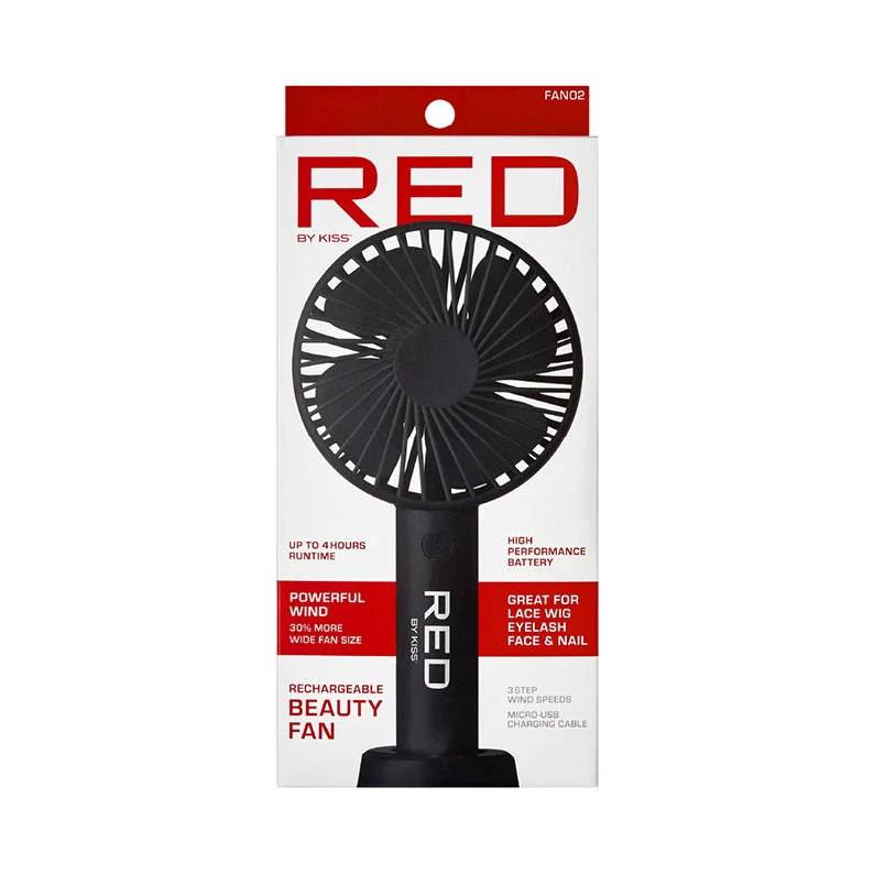 RED by KISS Portable Handheld Rechargerable Beauty Fan [BLACK] #FAN02