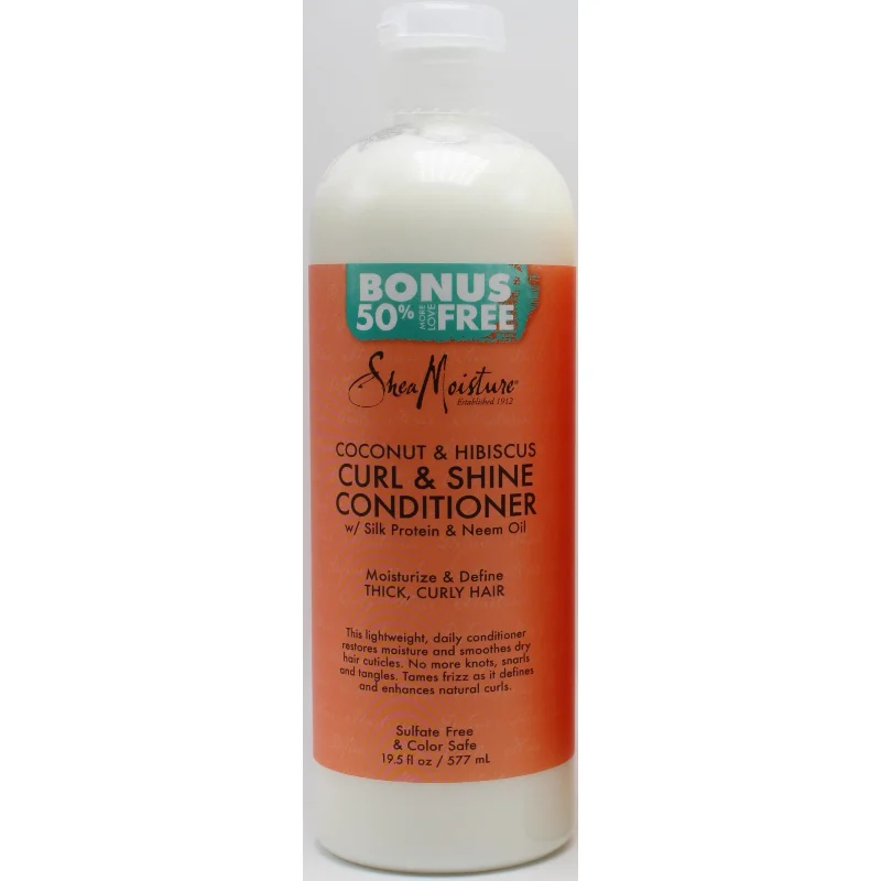 How to care for dry coily kinky bouncy curls-Shea Moisture Coconut & Hibiscus Curl & Shine Conditioner, 19.5 Oz