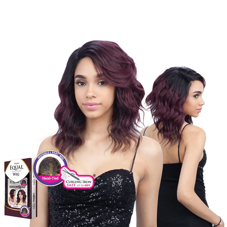 Saffron synthetic wigs bold-SHAKE N GO Freetress Equal Synthetic Hair Invisible L Part Full Cap Wig CHASTY