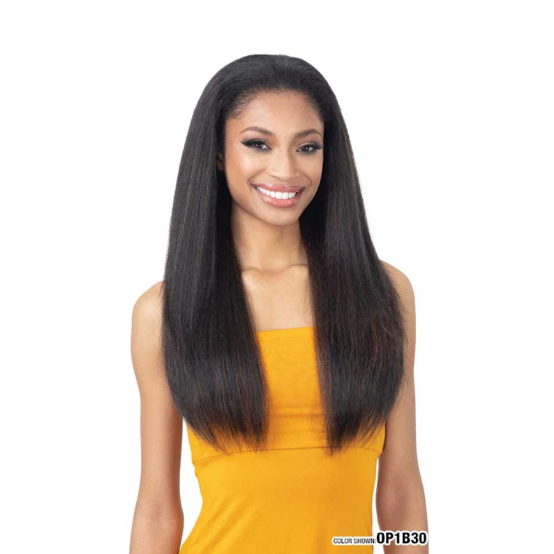 Synthetic wigs for neat vibe-SHAKE N GO Freetress Equal Drawstring Natural Me Synthetic Hair Full Cap Half Wig NATURAL PRESSED YAKY