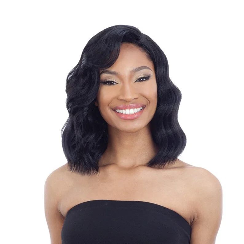 Synthetic wigs with raw waves-SHAKE N GO Freetress Equal Synthetic 5 Inch Lace Part Wig VAL