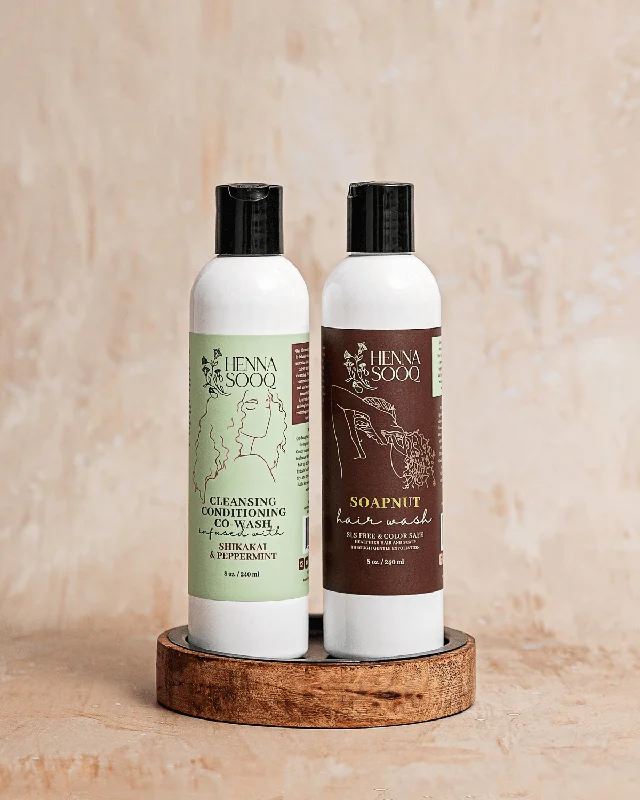 Hair care for dry kinky coily bouncy curls-Soapnut Hair Wash and Peppermint Conditioner Bundle