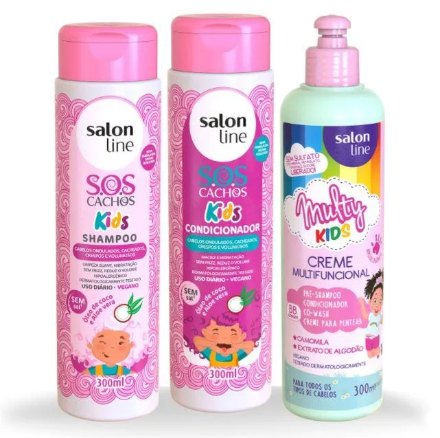 Salon Line SOS Curls + Multy Kids Home Care Daily Hair Treatment Kit 3x300ml