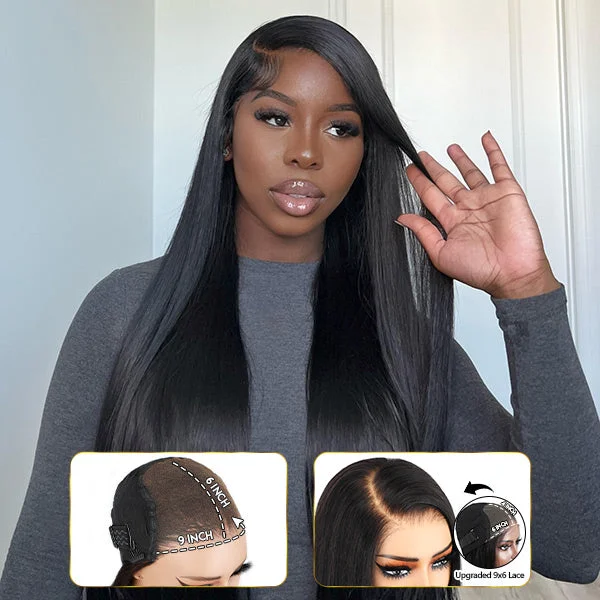 real person hair ring raw crystal-OQ HAIR Straight Wear Go Glueless Wigs Bleached Knots Pre Cut Lace Natural Looking Human Hair Wig